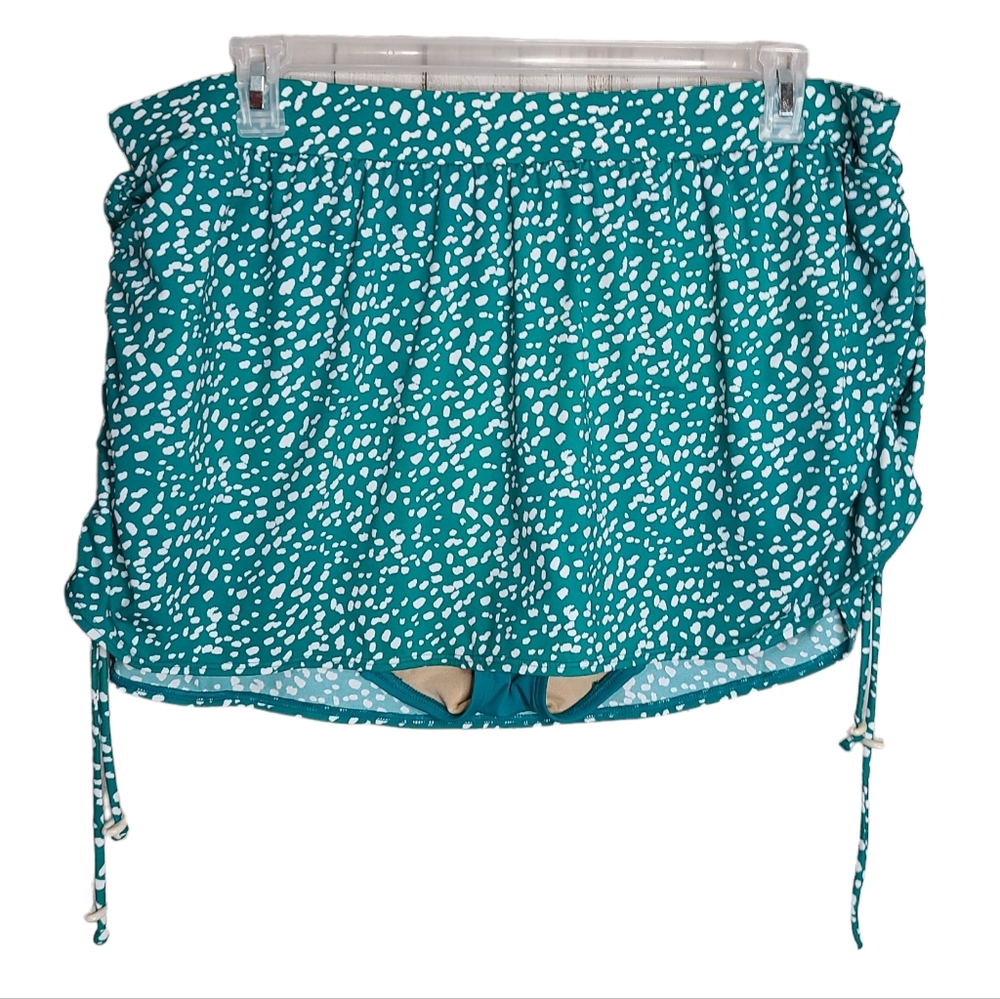 Swim by Cacique Green White Ditsy Dot Swimsuit Skirt Bottoms Plus Size 22